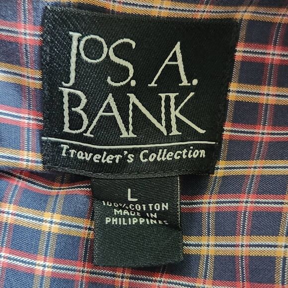 Jos. A. Bank Blue Plaid Button-Up Shirt Size Large Preppy Plaid Shirt - Picture 7 of 8
